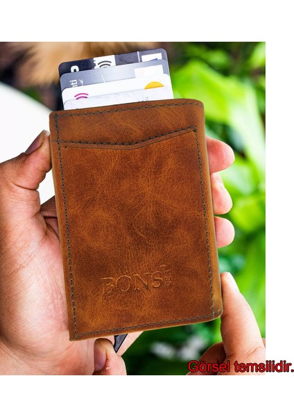 Otomatik Mekanizmalı Kutulu Rfid Korumalı Para ve Kartlık Bölmeli Deri Cüzdan - AL3639 modelleri