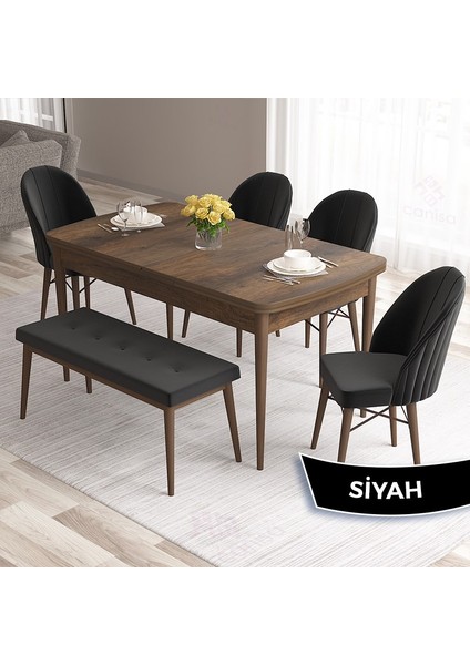 Concept Roz Serisi 80X132 Mdf Açılabilir Barok Ahşap Desen 4 Sandalye 1 Bench