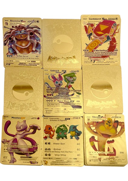 Pokemon Kartları Gold Card Altın Kabartmalı Fosforlu Kart 30LU