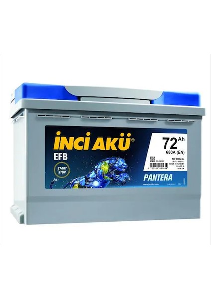 Inci Akü (Start-Stop) Efb Pantera 12V 72AMPER 680A EN. CCA