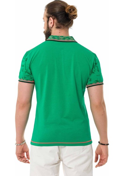CT738 Yeşil Desenli Polo Yaka Tişört fırsatları