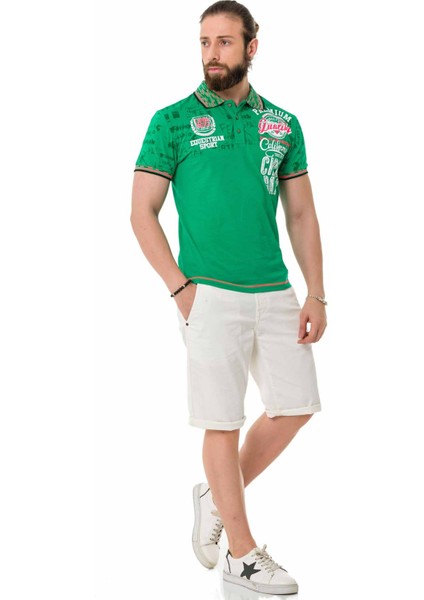 CT738 Yeşil Desenli Polo Yaka Tişört indirimleri