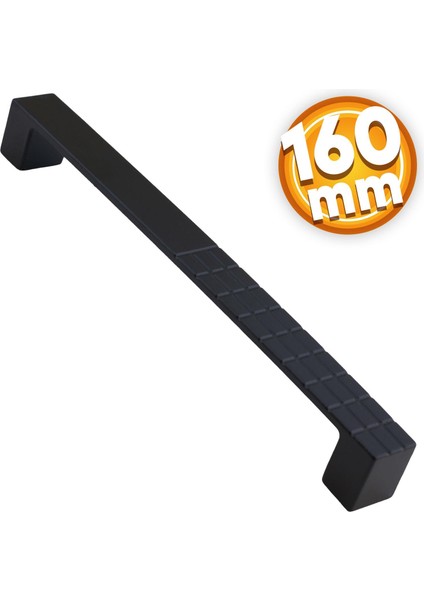 Bihter Desenli Mobilya Mutfak Dolabı Çekmece Dolap Kapak Kulpu Kulbu Siyah 160 mm Metal Kulp