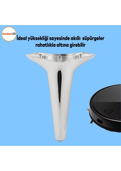 Aspen Lüks Mobilya Kanepe Koltuk Tv Ünitesi Baza Yükseltici Ayağı Ayakları 20 Cm Krom Plastik