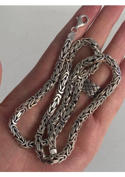 Zincir Motifli 925 Ayar Gümüş Kolye 105 Gram modelleri