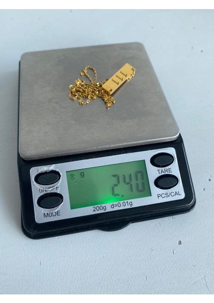 111 Yazılı 925 Ayar Sarı Gümüş Kolye 2,40 Gram