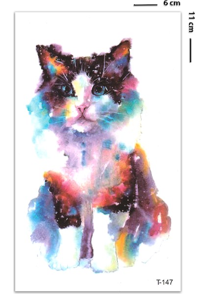 Renkli Pisicik Geçici Kedi Dövmesi