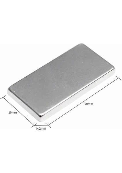 Dikdörtgen Güçlü Neodyum Mıknatıs - Neodyum Magnet - 20X10X2 mm -Adet Seçenekli