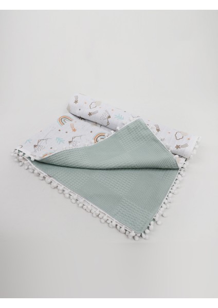 Müslin Pike Battaniye 100% Pamuk 110X100 Ölçülerinde Bebek Battaniyesi