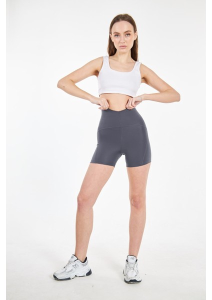 Kadın Yüksek Bel Push-Up Toparlayıcı Spor Biker Şort Tayt Pilates Fitness Spor Günlük EL004