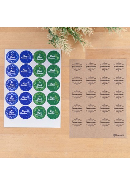 Sticker seti, Hayırlı Ramazanlar - İyi Bayramlar 3.2 cm 1er sayfa