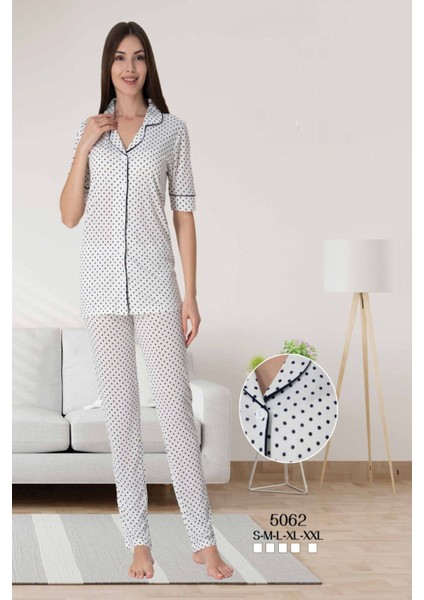 Lacivert Önden Düğmeli Pijama Takımı