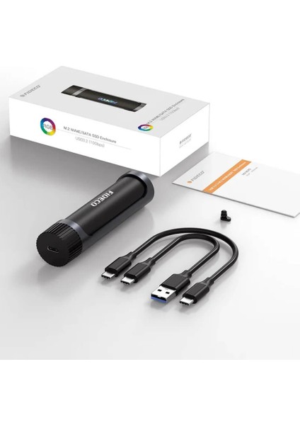 M.2 Nvme Sata SSD Kutusu - Rgb Işıklı - ( USB 3.2 Gen2 10GBPS ) Sata SSD 2230/2242/2260/2280