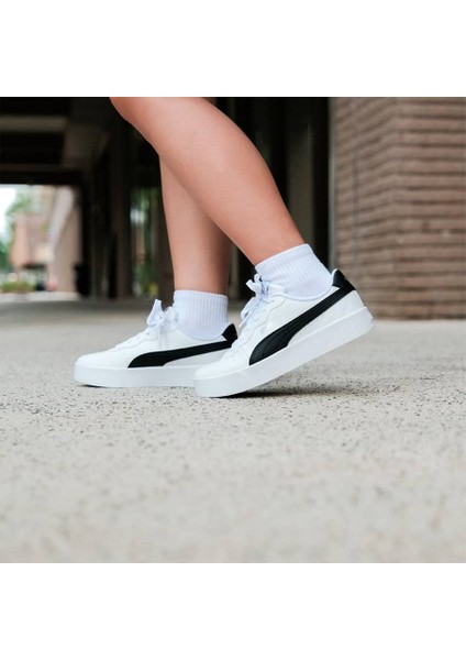 Skye Clean - Kadın Deri Beyaz-Siyah Spor Ayakkabı - 380147 04