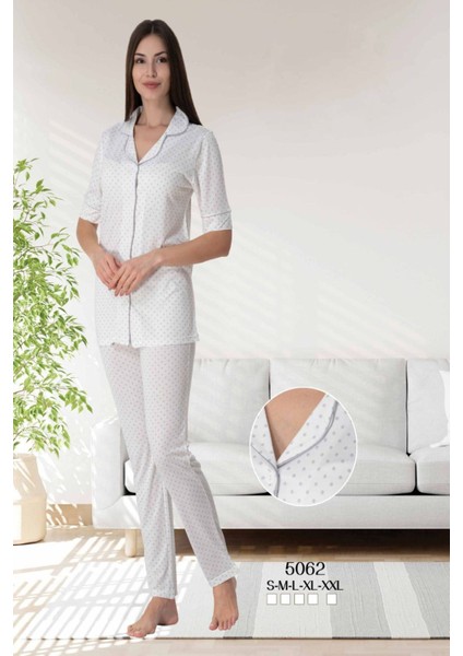 Gri Önden Düğmeli Pijama Takımı