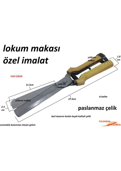 Lokum Makası Paslanmaz Çelik Ahşap Sap Yeni Model Dövme Çelik Özel Imalat Şekerleme Kesme Makası