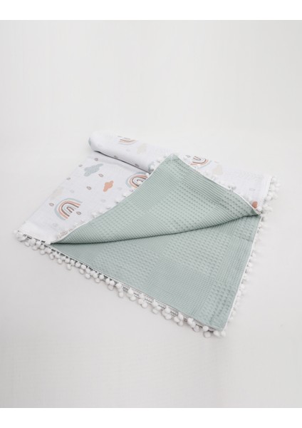 Müslin Pike Battaniye 100% Pamuk 110X100 Ölçülerinde Bebek Battaniyesi