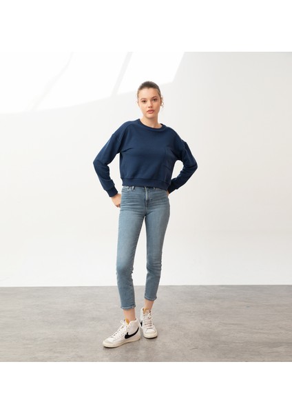Baldur Crop Sweatshirt Lacivert
