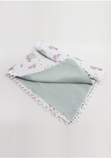 Müslin Pike Battaniye 100% Pamuk 110X100 Ölçülerinde Bebek Battaniyesi