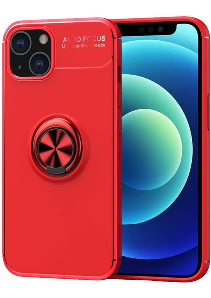 Apple iPhone 13 Mini Kılıf Ravel Yüzüklü Silikon Kapak + Kablo Koruyucu-Ankacep
