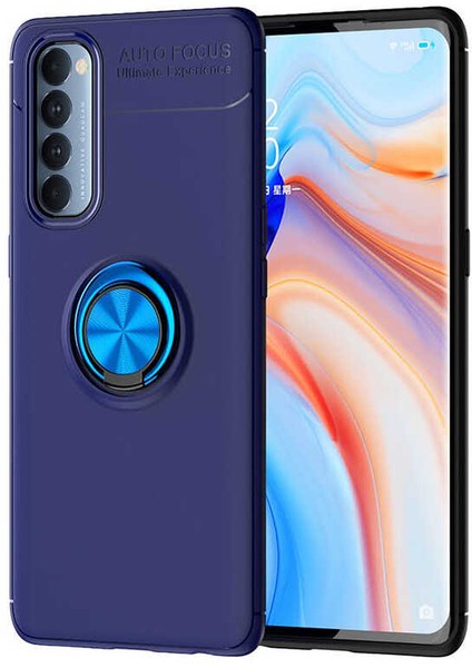 Oppo Reno 4 Pro 4g Kılıf Ravel Yüzüklü Standlı Silikon Kapak-Ankacep