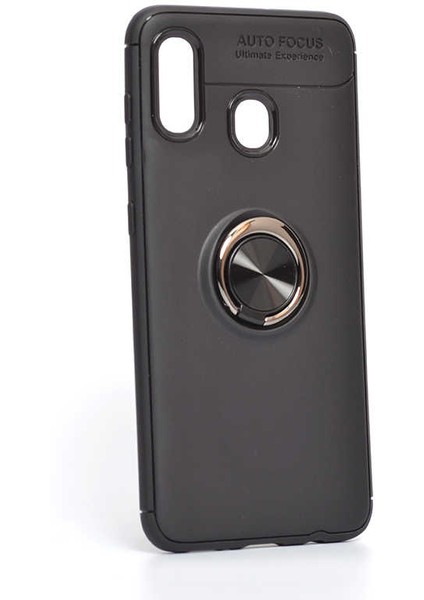 Samsung Galaxy A20 Kılıf Ravel Yüzüklü Standlı Silikon Kapak-Ankacep