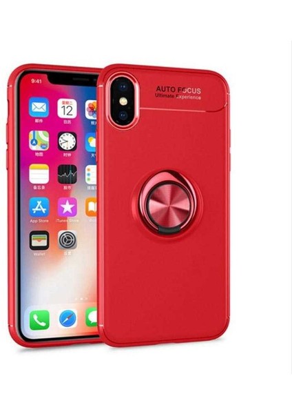 Apple iPhone Xs Max Kılıf Ravel Yüzüklü Silikon Kapak + Kablo Koruyucu-Ankacep