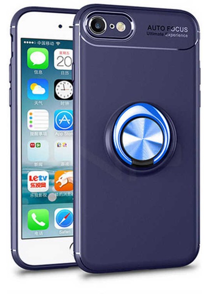 Apple iPhone 7 Kılıf Ravel Yüzüklü Silikon Kapak + Kablo Koruyucu-Ankacep