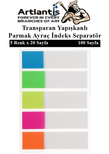 Kendinden Yapışkanlı Ayraç Postit 5 Renkli 1 Adet Yapışkanlı Not Kağıdı Transparan Parmak Ayraç Indeks Seperatör 5'li Mini