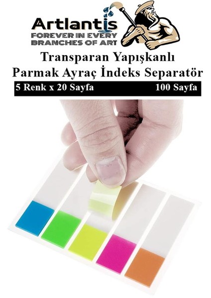 Kendinden Yapışkanlı Ayraç Postit 5 Renkli 1 Adet Yapışkanlı Not Kağıdı Transparan Parmak Ayraç Indeks Seperatör 5'li Mini