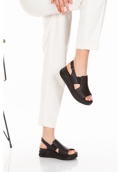 İç Dış Deri Ortopedik Platform Taban Kadın Sandalet fiyatları