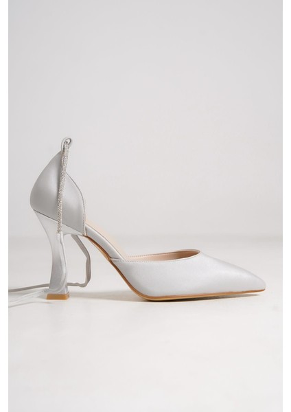 Glossy Gümüş Taşlı Stiletto Abiye Topuklu Ayakkabı10 fiyatları