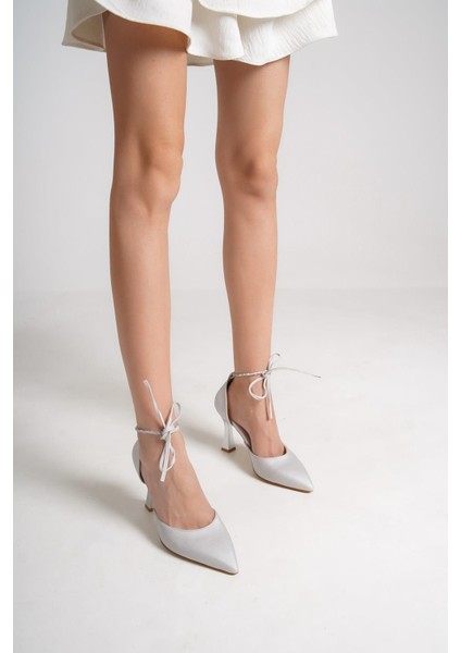 Glossy Gümüş Taşlı Stiletto Abiye Topuklu Ayakkabı10 modelleri
