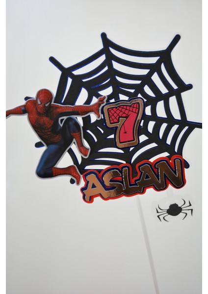 Örümcek Adam Temalı Erkek Çocuk Doğum Günü İsme Özel 3D Pasta Süsü (19x20 cm)