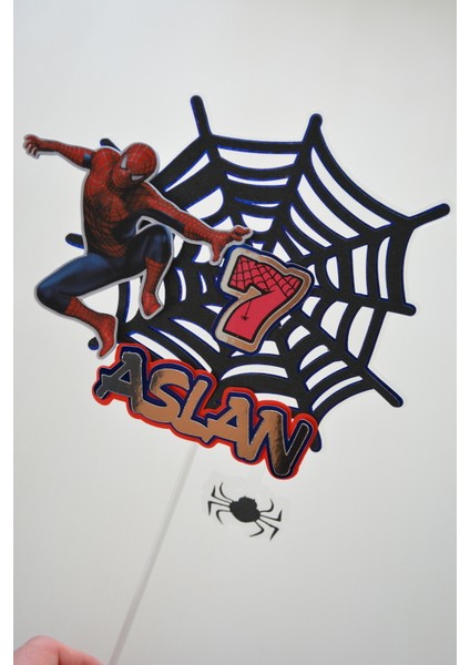 Örümcek Adam Temalı Erkek Çocuk Doğum Günü İsme Özel 3D Pasta Süsü (19x20 cm) modelleri