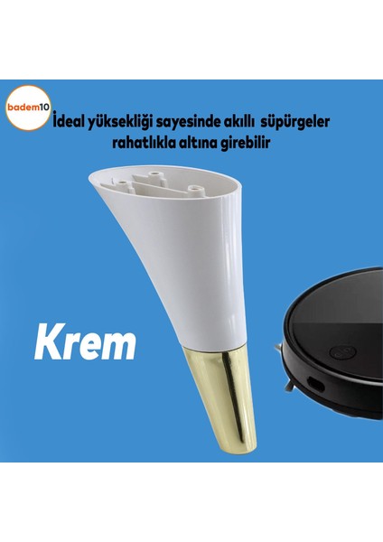 Clara Mobilya Kanepe Sehpa Tv Ünitesi Baza Koltuk Ayağı Krem Gold Renk 15 cm Ayakları