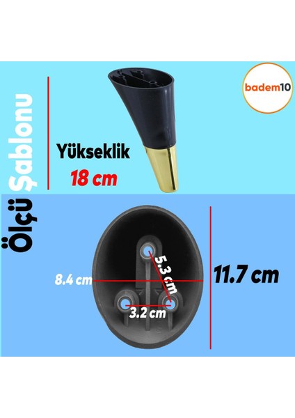 Clara Mobilya Kanepe Sehpa Tv Ünitesi Baza Koltuk Ayağı Siyah Gold Renk 18 Cm Ayakları