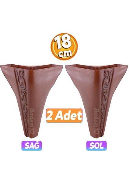 Seher 1 Çift Avangart Mobilya Kanepe Sehpa Tv Ünitesi Konsol Koltuk Ayağı 18 cm Kahverengi Ayakları