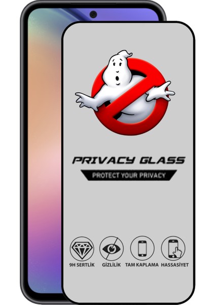 Samsung Galaxy A54 Tam Kaplayan Privacy Hayalet Temperli Ekran Koruycu Cam