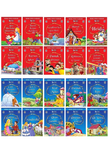1.ve 2. Sınıflar Için Resimli Dünya Klasikleri 1 - 3 (20 Kitap)+ Kitap Okuma Not Defteri