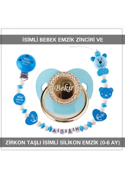 İsimli Bebek Emzik Zinciri ve İsimli Bebek Silikon Emzik (0-6 Ay