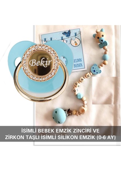 İsimli Bebek Emzik Zinciri ve İsimli Bebek Silikon Emzik (0-6 Ay