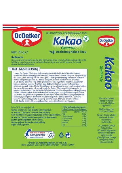 Dr.oetker Glutensiz Kakako 70 gr