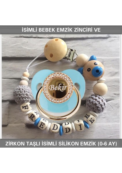 İsimli Bebek Emzik Zinciri ve İsimli Bebek Silikon Emzik (0-6 Ay