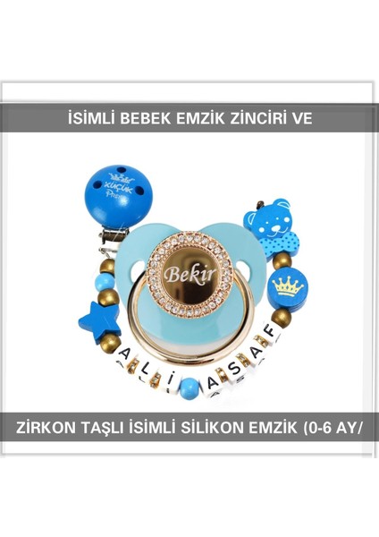 İsimli Bebek Emzik Zinciri ve İsimli Bebek Silikon Emzik (0-6 Ay