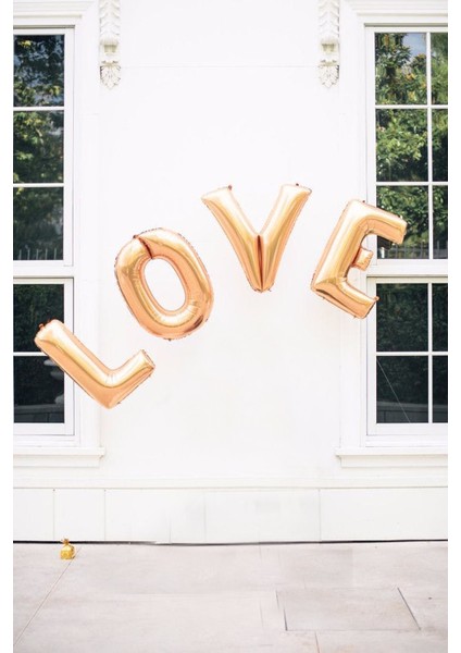 Büyük Love Folyo Balon Paketi - Altın