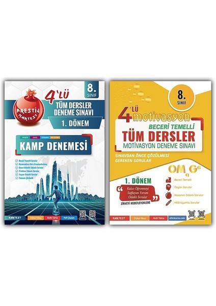 8. Sınıf LGS 1. Dönem Omage Tüm Dersler 4'lü Motivasyon + Gold Kamp Deneme