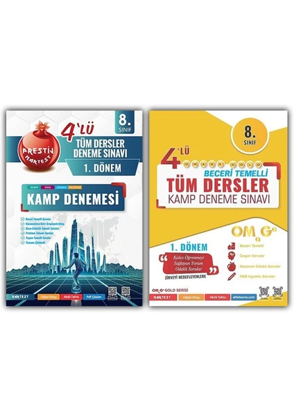 Nartest Yayınevi 8. Sınıf LGS 1. Dönem Omage Tüm Dersler 4'lü Gold Kamp Deneme + 4'lü Kamp Denemesi