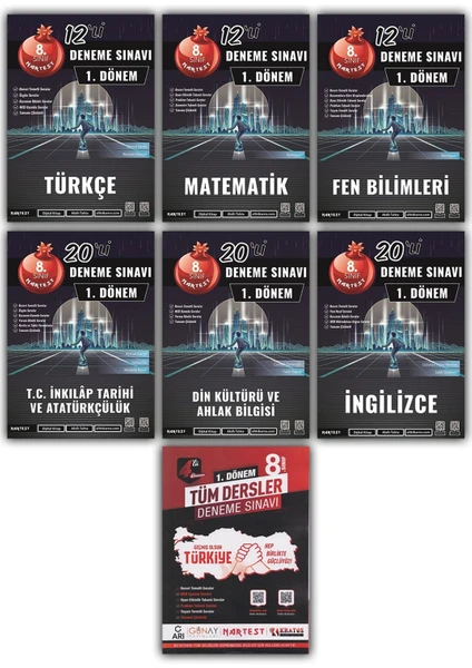 Nartest Yayınevi 8. Sınıf LGS 1. Dönem Tüm Dersler Deneme+Tek Yürek Tüm Dersler Kamp Denemesi 7 Kitap