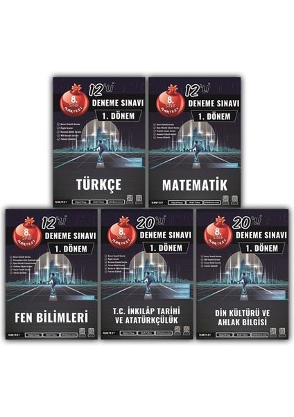 8. Sınıf LGS 1. Dönem Türkçe Fen Matematik Mod 12 + İnkılap Din Mod 20 Deneme Seti